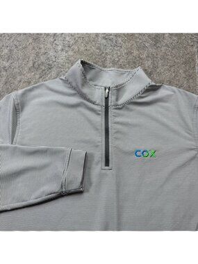 Peter Millar Performance 1/4 Zip Pullover Men L Iron Gray White Striped